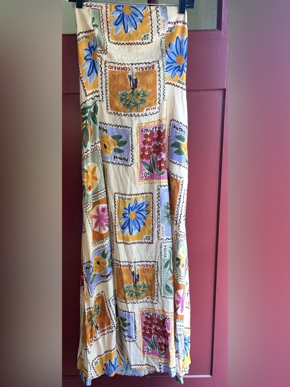 Anthropologie Cream Floral Stamp-Print Maxi DressPaper Heart